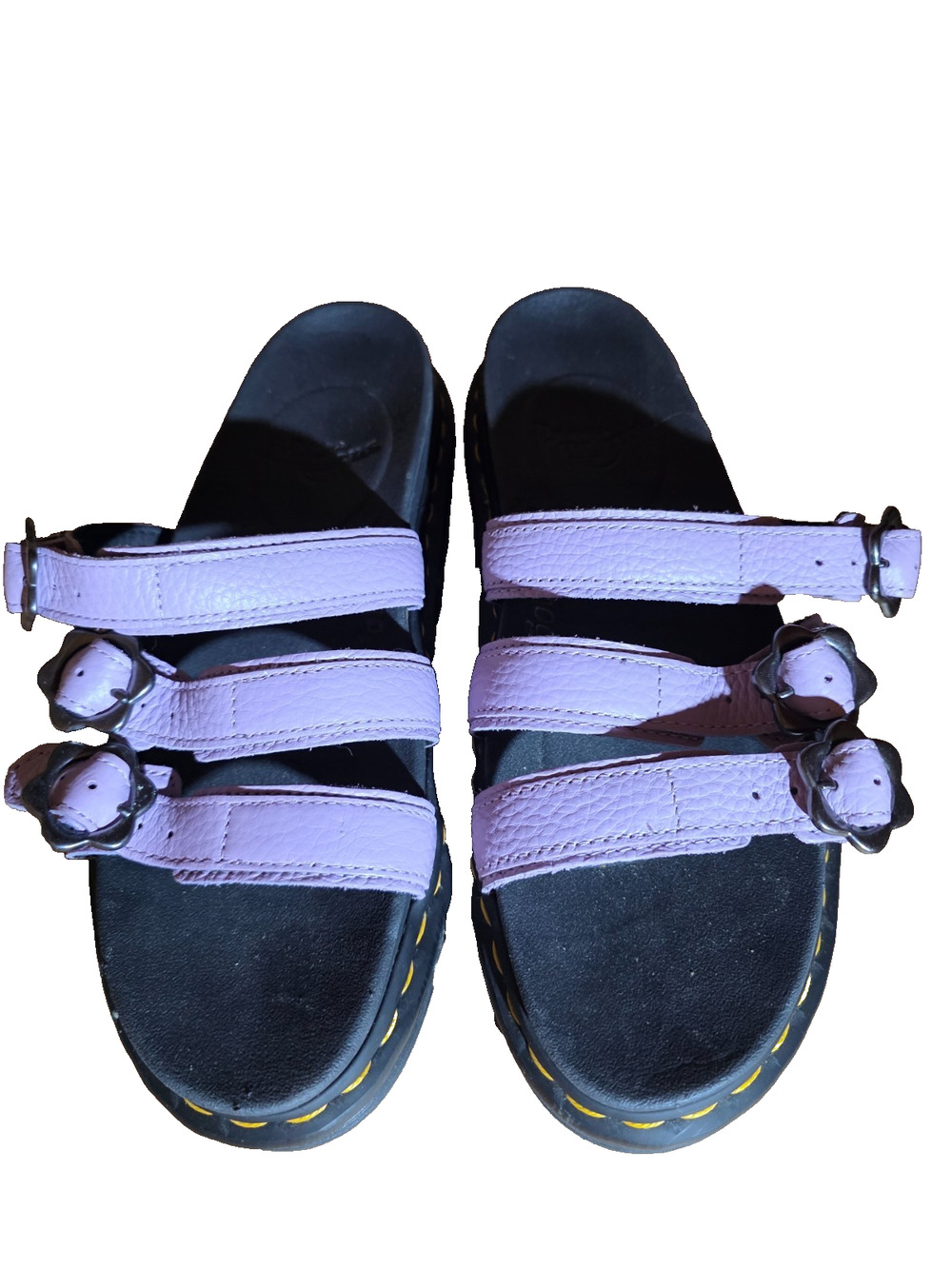 Dr. Martens Blaire Slide FLWR Sandals Womens Size 10 Lilac Leather Platform Y2K